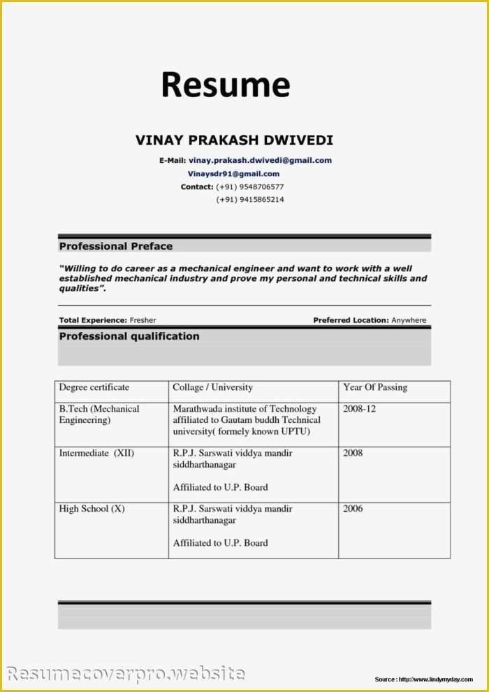 Mechanical Engineer Resume Template Free Download Of Mechanical Engineer Resume format Doc