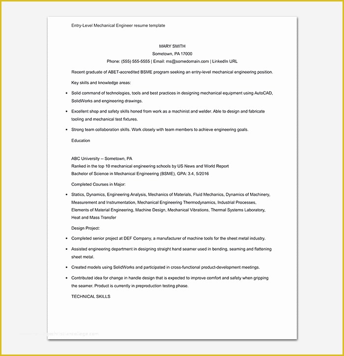 Mechanical Engineer Resume Template Free Download Of Mechanical Engineer Resume Template 11 Samples & formats