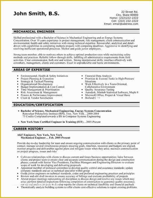 Mechanical Engineer Resume Template Free Download Of Mechanical Engineer Resume Template Free Download