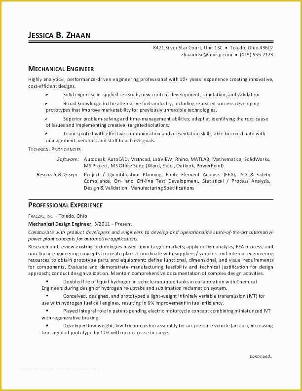 Mechanical Engineer Resume Template Free Download Of Sample Resume for Mechanical Engineer Professional