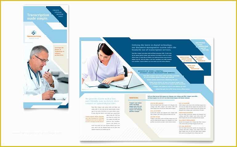 Medical Brochure Templates Free Of Medical Transcription Tri Fold Brochure Template Word