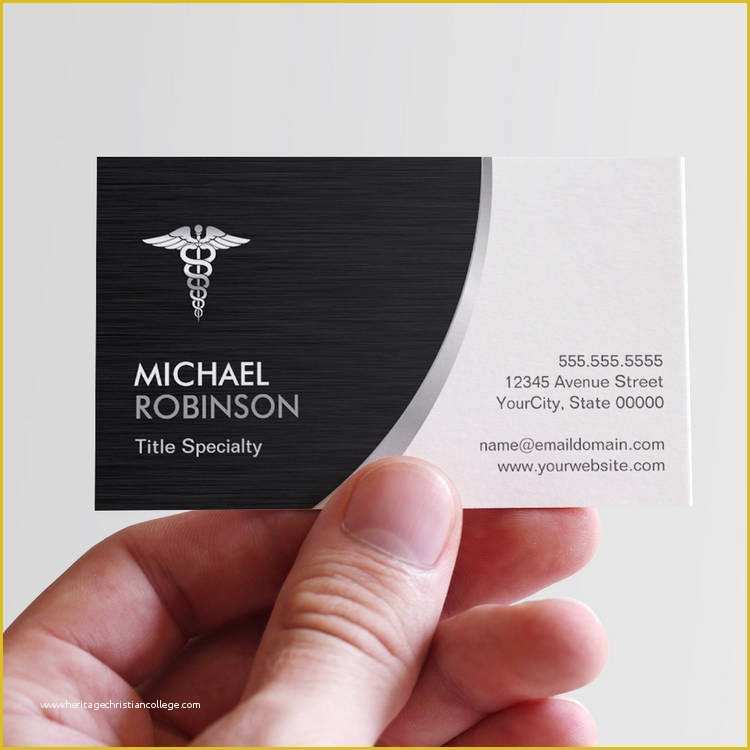 Medical Business Cards Templates Free Of Professional Medical Caduceus Logo Modern Stylish Business