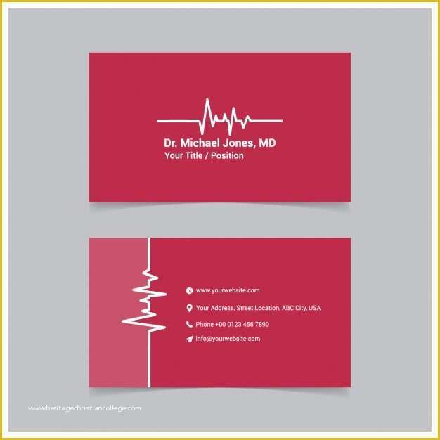 Medical Business Cards Templates Free Of Red Medical Business Card Template Vector