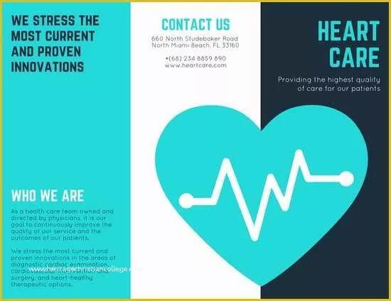 Medical Pamphlet Template Free Of Turquoise Heart Vector Medical Brochure Templates by Canva