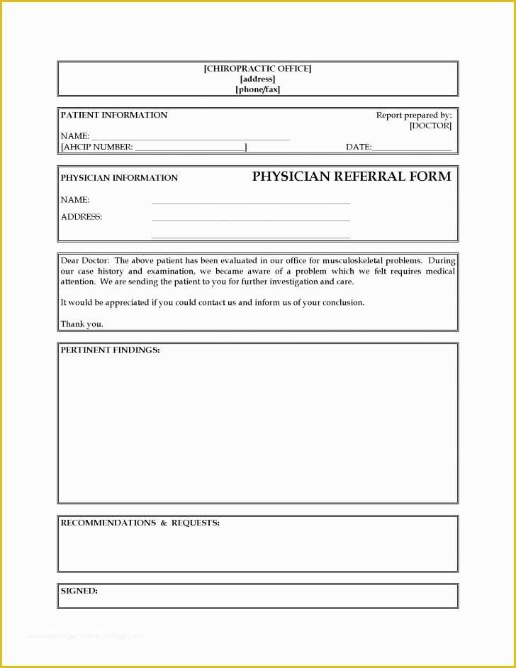 Medical Referral form Template Free Of form Medical Referral form