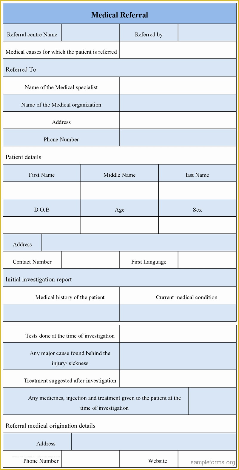Medical Referral form Template Free Of Medical Referral form Sample forms