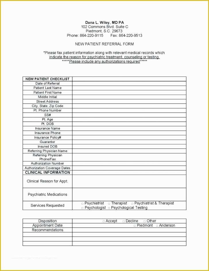 Medical Referral form Template Free Of Medical Referral form Template
