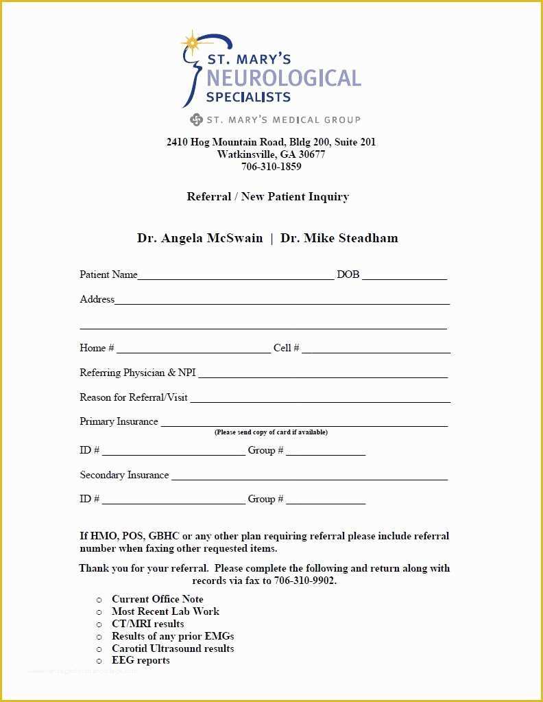 Medical Referral form Template Free Of Medical Referral form – Templates Free Printable