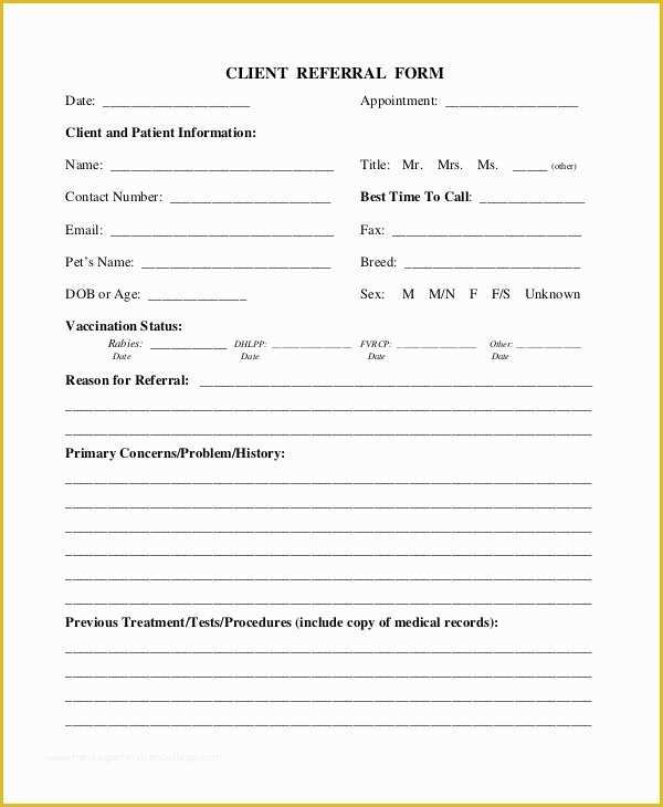 Medical Referral form Template Free Of Sample Referral form 10 Examples In Word Pdf