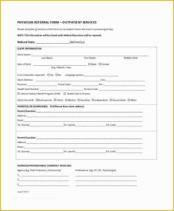 Medical Referral form Template Free Of Sample Referral form 10 Examples In Word Pdf