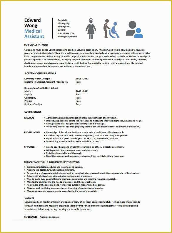 Medical Resume Template Free Of 5 Medical assistant Resume Templates Doc Pdf