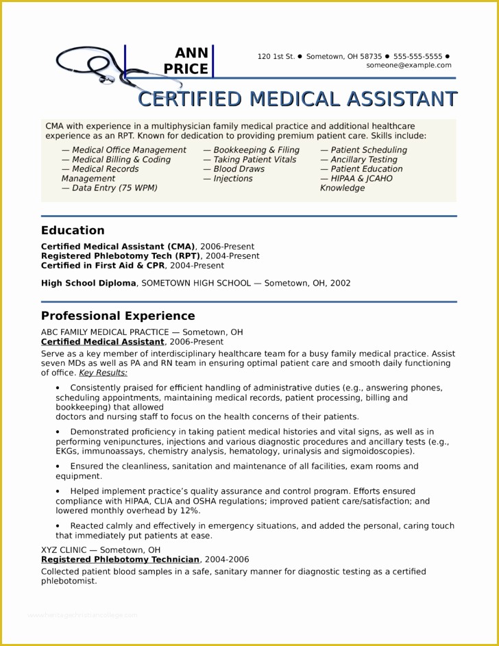 Medical Resume Template Free Of Creative Medical assistant Resume Template