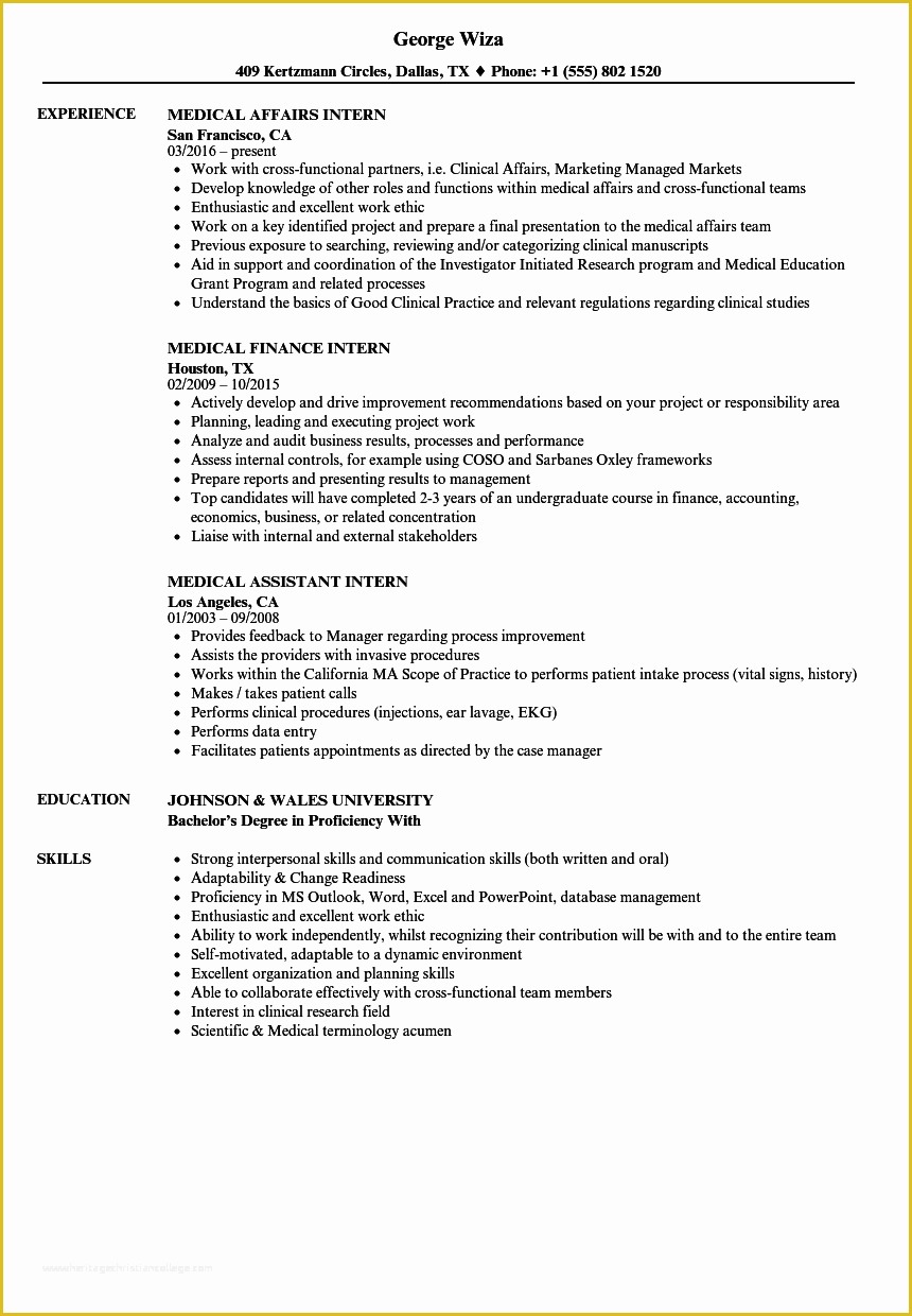 Medical Resume Template Free Of Examples Medical Resumes Sarahepps