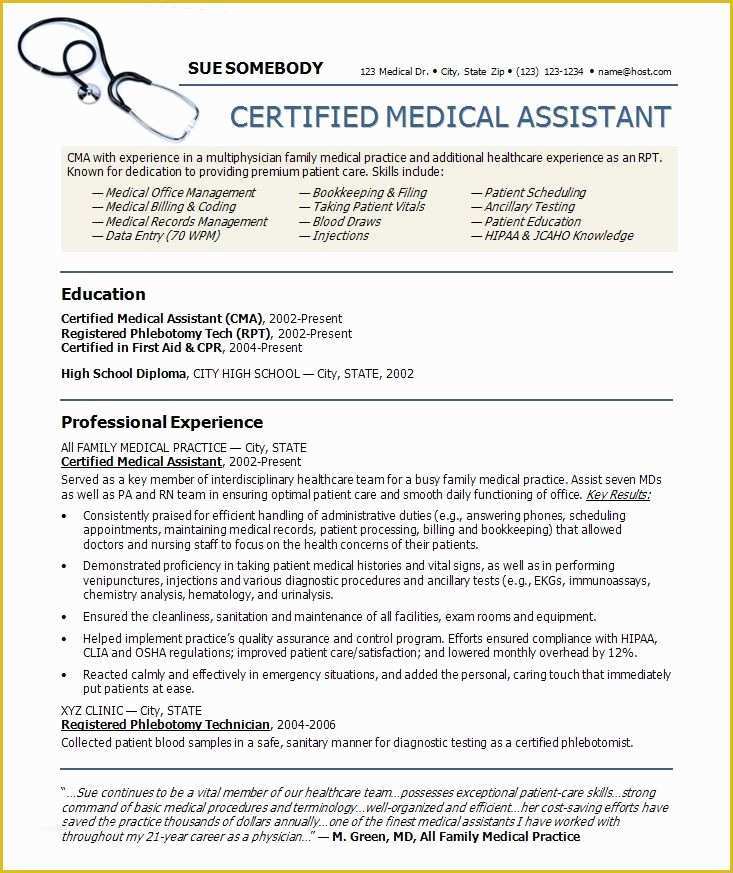 Medical Resume Template Free Of Medical assistant Pictures