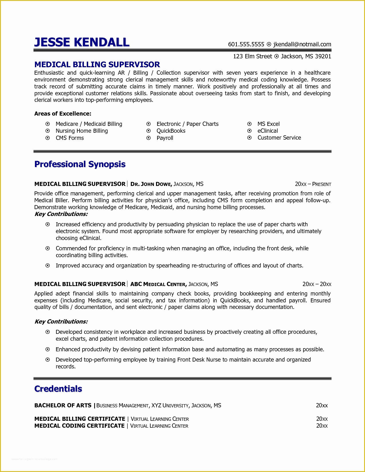 Medical Resume Template Free Of Medical Billing and Coding Resume Example