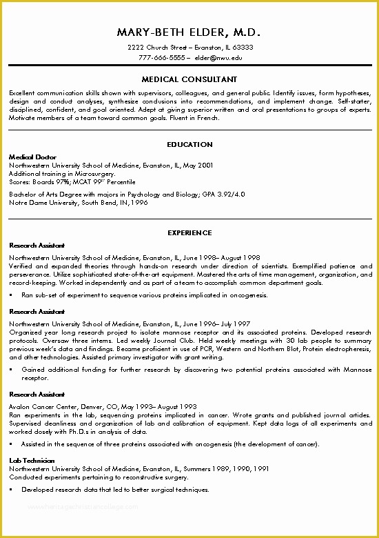 Medical Resume Template Free Of Medical Doctor Resume Example