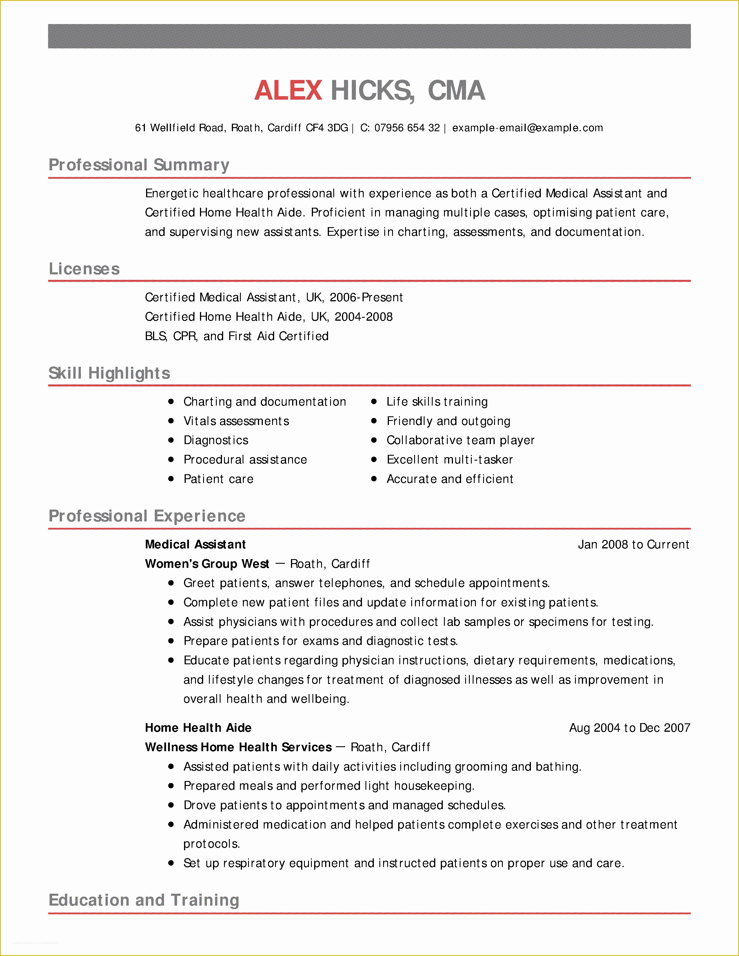 Medical Resume Template Free Of Medical Resume