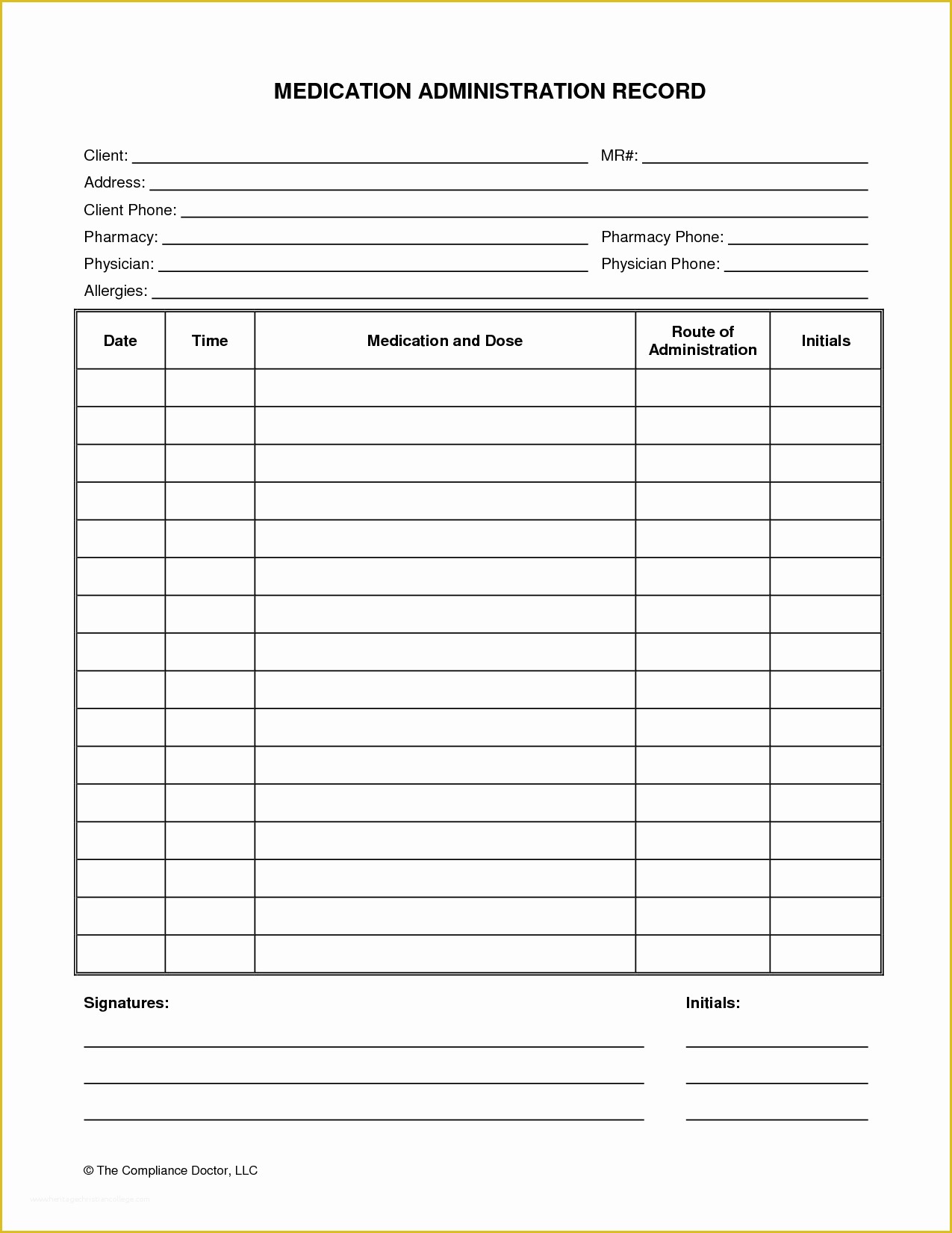 Medication Administration Record Template Free Of 5 Best Of Free Printable Medication Log Sheets