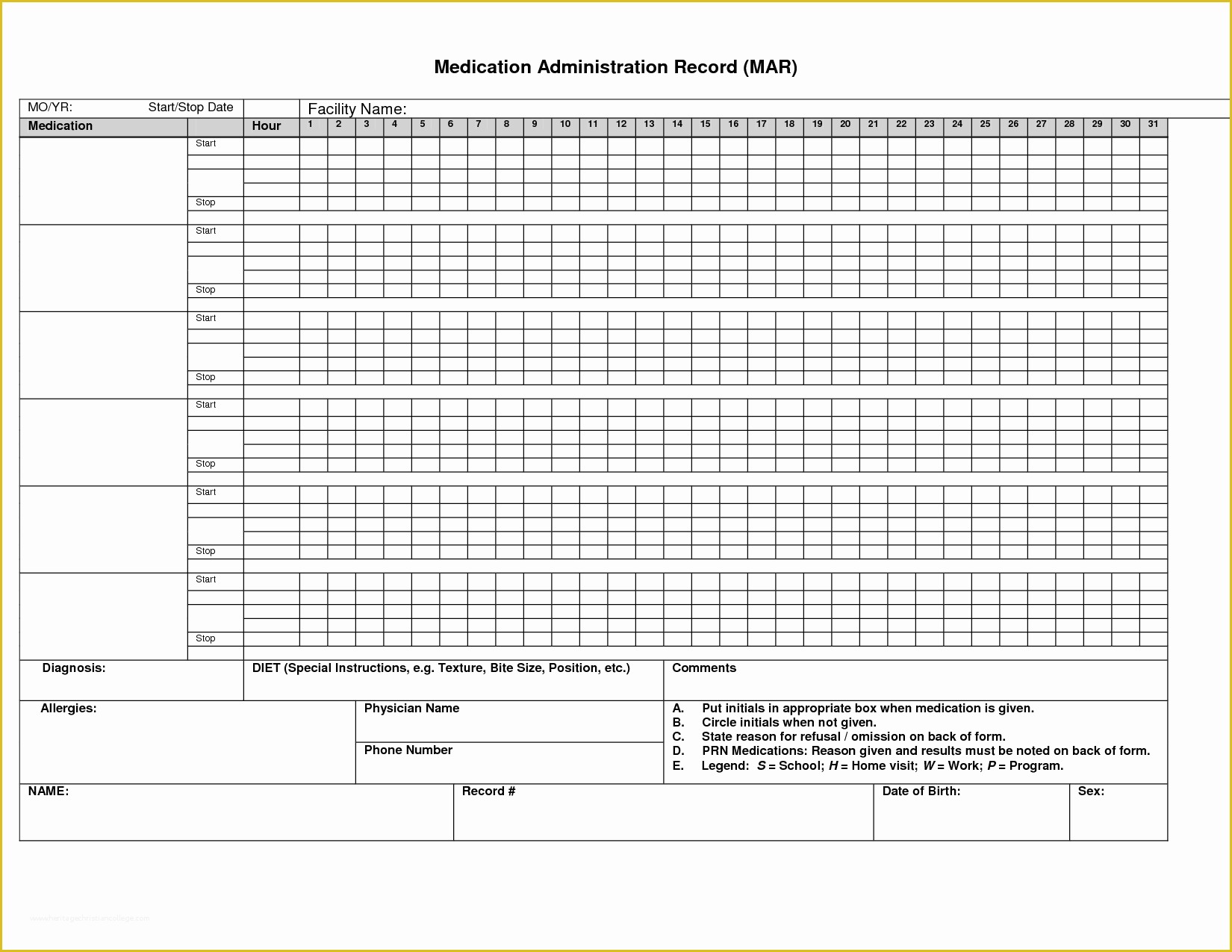 Medication Administration Record Template Free Of 9 Best Of Printable Medication Administration