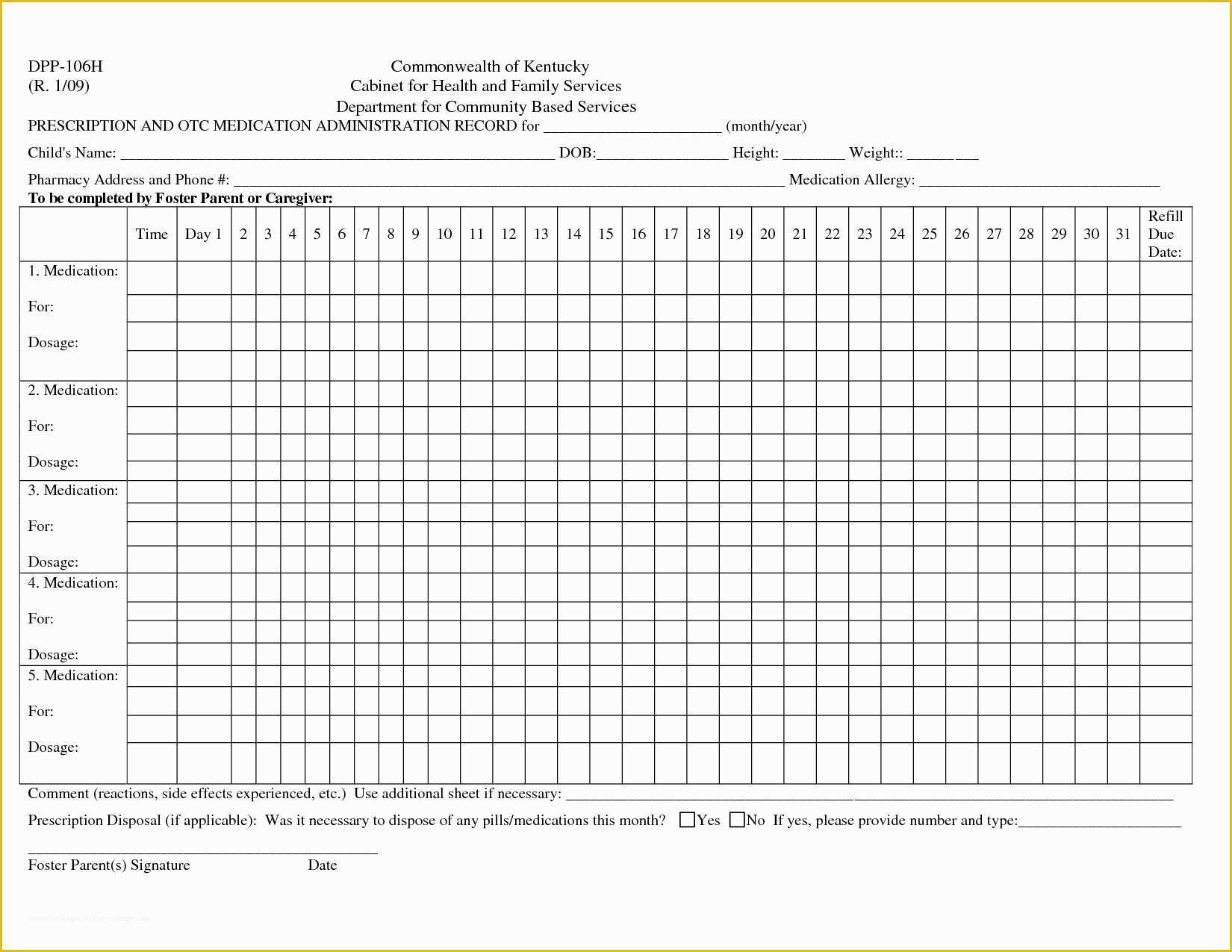 Medication Administration Record Template Free Of Medication Administration Record form Sample Templates