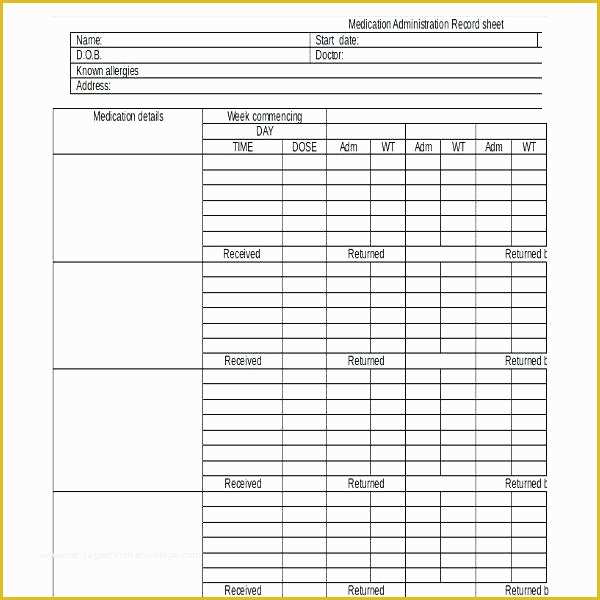 Medication Administration Record Template Free Of Medication Administration Record Template Word Printable
