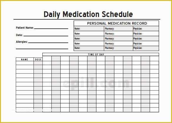 Medication Administration Record Template Free Of Medication Schedule Template 14 Free Word Excel Pdf