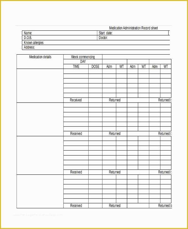 Medication Administration Record Template Free Of Medication Sheet Template 10 Free Word Excel Pdf