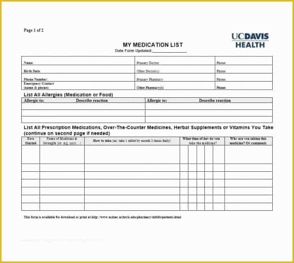 Medication List Template Free Download Of 58 Medication List Templates for Any Patient [word Excel