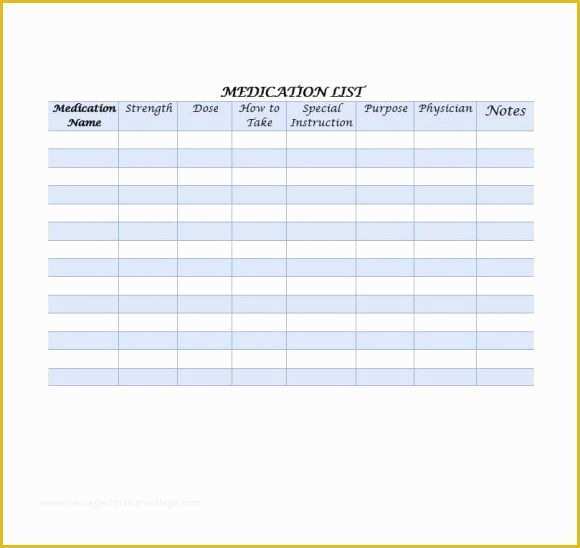 Medication List Template Free Download Of 58 Medication List Templates for Any Patient [word Excel