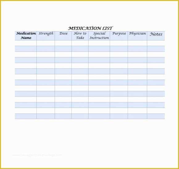 Medication List Template Free Download Of 58 Medication List Templates for Any Patient [word Excel