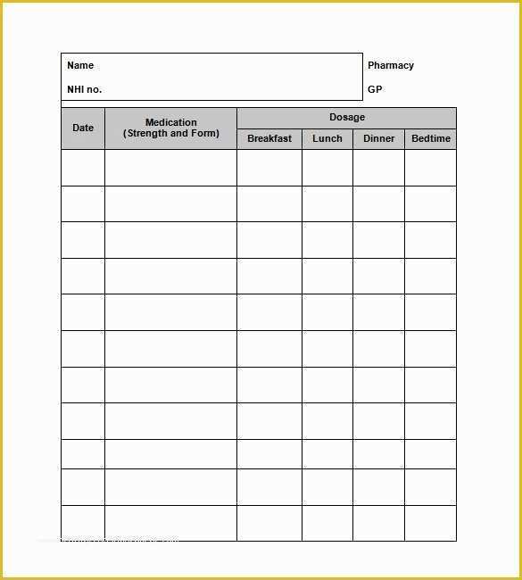 Medication List Template Free Download Of 8 Medication Card Templates Doc Pdf