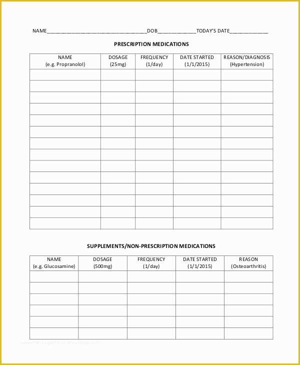 Medication List Template Free Download Of 9 Medication List Templates Free Samples Examples