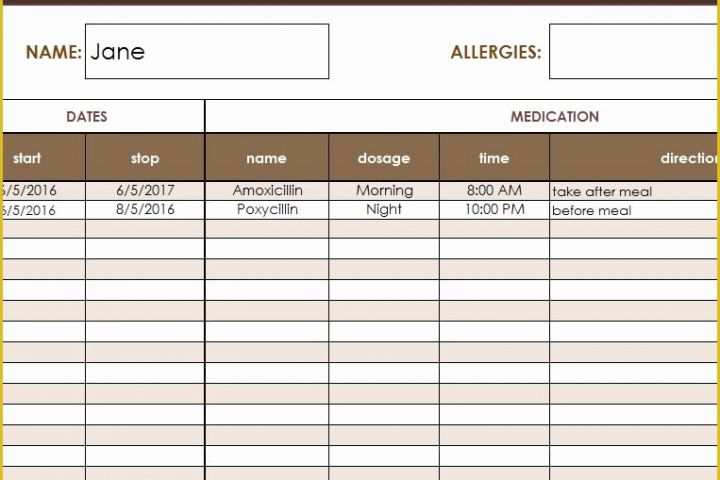 Medication List Template Free Download Of Free Medication Administration Record Template Excel