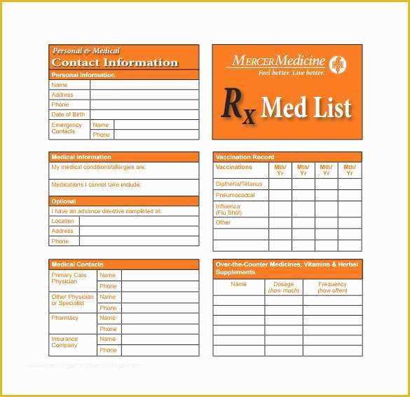 Medication List Template Free Download Of Inspirational Medication List Template Free Download