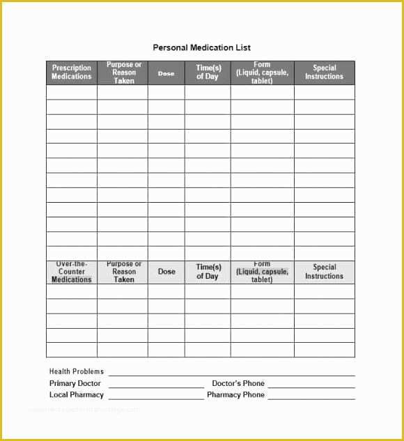 Medication List Template Free Download Of Inspirational Medication List Template Free Download
