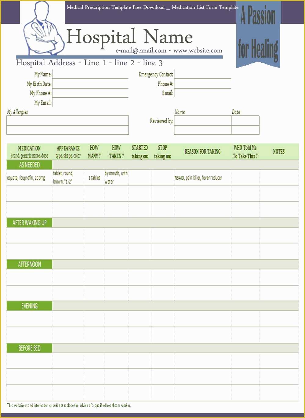 Medication List Template Free Download Of Medical Prescription Template Free Download