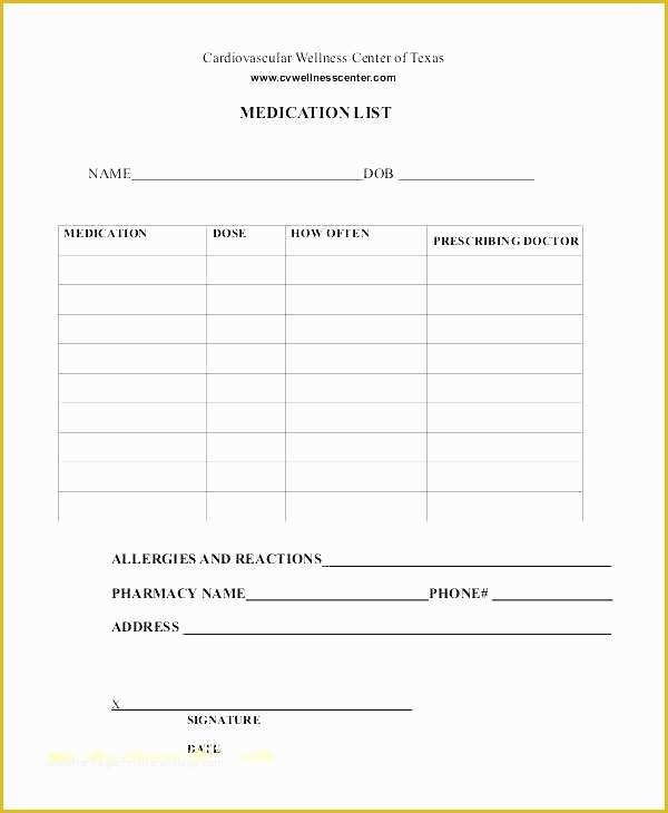 Medication List Template Free Download Of Medication Dispensing Log Template Free Printable