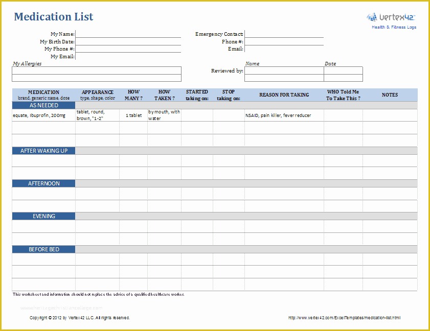 Medication List Template Free Download Of Medication List Template for Excel