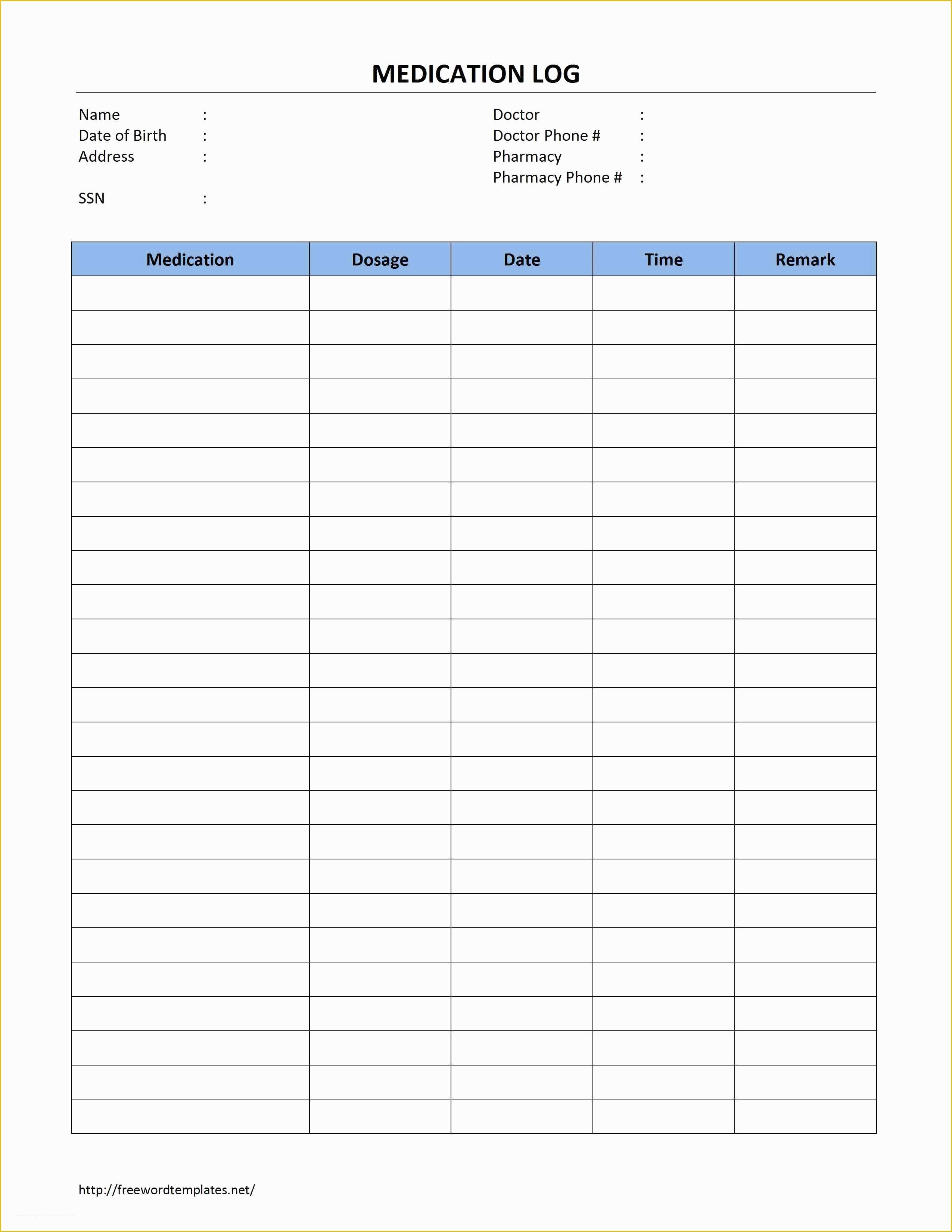 Medication List Template Free Download Of Medication Log Template