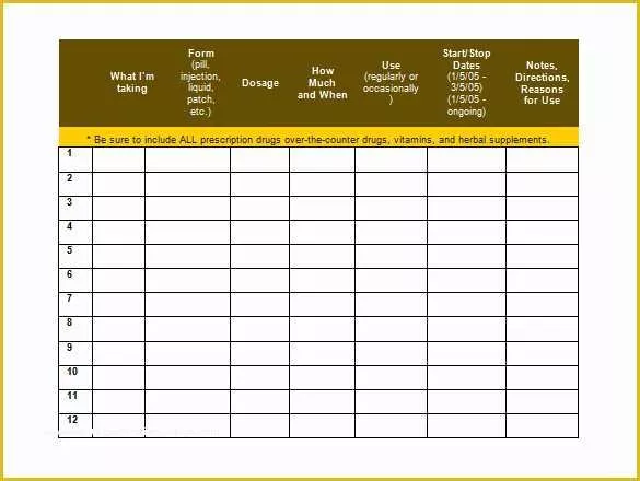 Medication List Template Free Download Of Medication Schedule Template