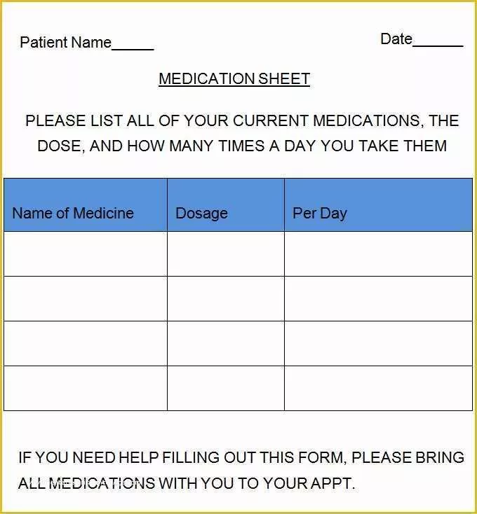 Medication List Template Free Download Of Medication Sheet Template 10 Free Word Excel Pdf