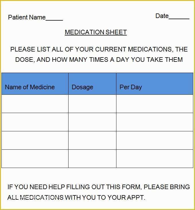 Medication List Template Free Download Of Medication Sheet Template 10 Free Word Excel Pdf