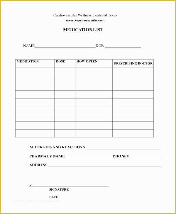 Medication List Template Free Download Of Printable Medication List 8 Free Pdf Documents Download
