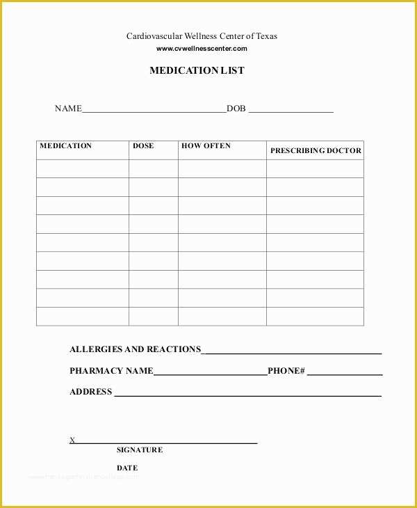 Medication List Template Free Download Of Printable Medication List 8 Free Pdf Documents Download