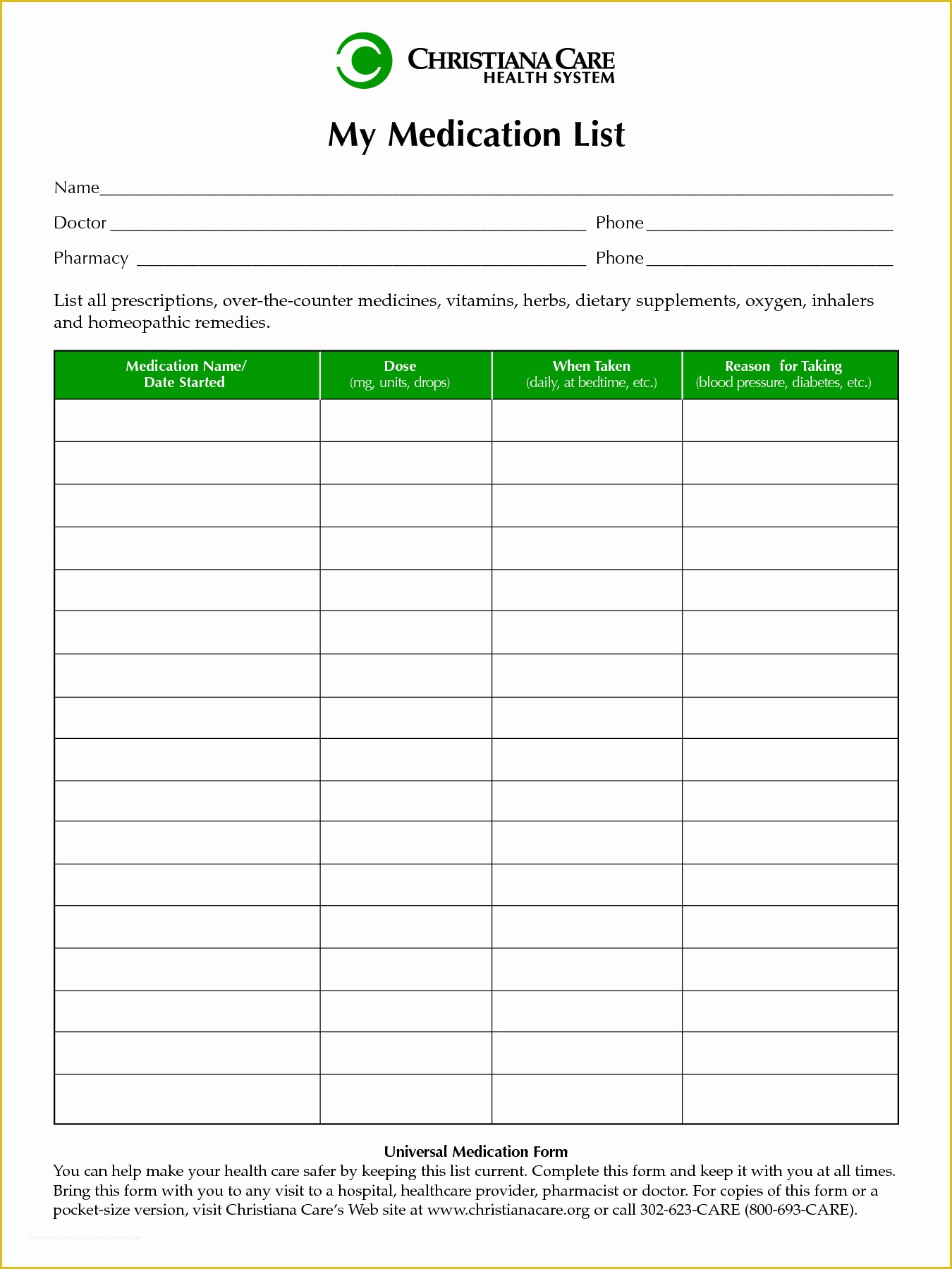 Medication List Template Free Download Of Printable Medication List to Pin On Pinterest