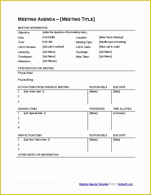 Meeting Agenda Template Free Of 10 Free Meeting Agenda Templates