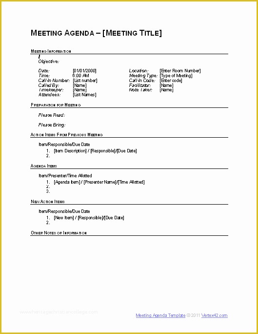 Meeting Agenda Template Free Of 10 Free Meeting Agenda Templates