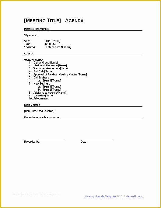 Meeting Agenda Template Free Of 10 Free Meeting Agenda Templates