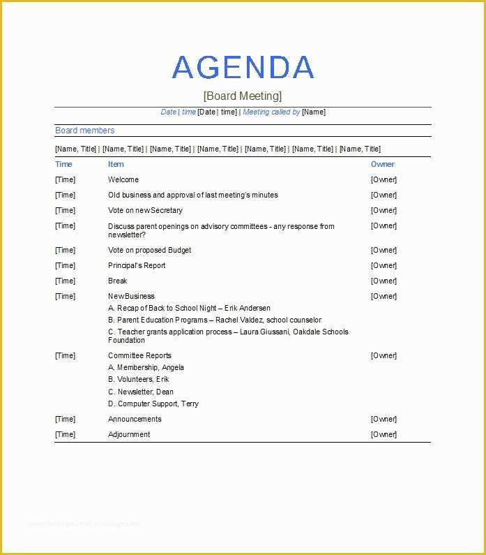 57 Meeting Agenda Template Free