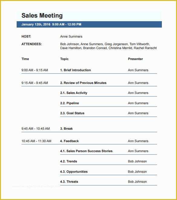 Meeting Agenda Template Free Of 50 Meeting Agenda Templates Pdf Doc